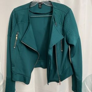 Windsor Teal Cropped Zipper Jacket